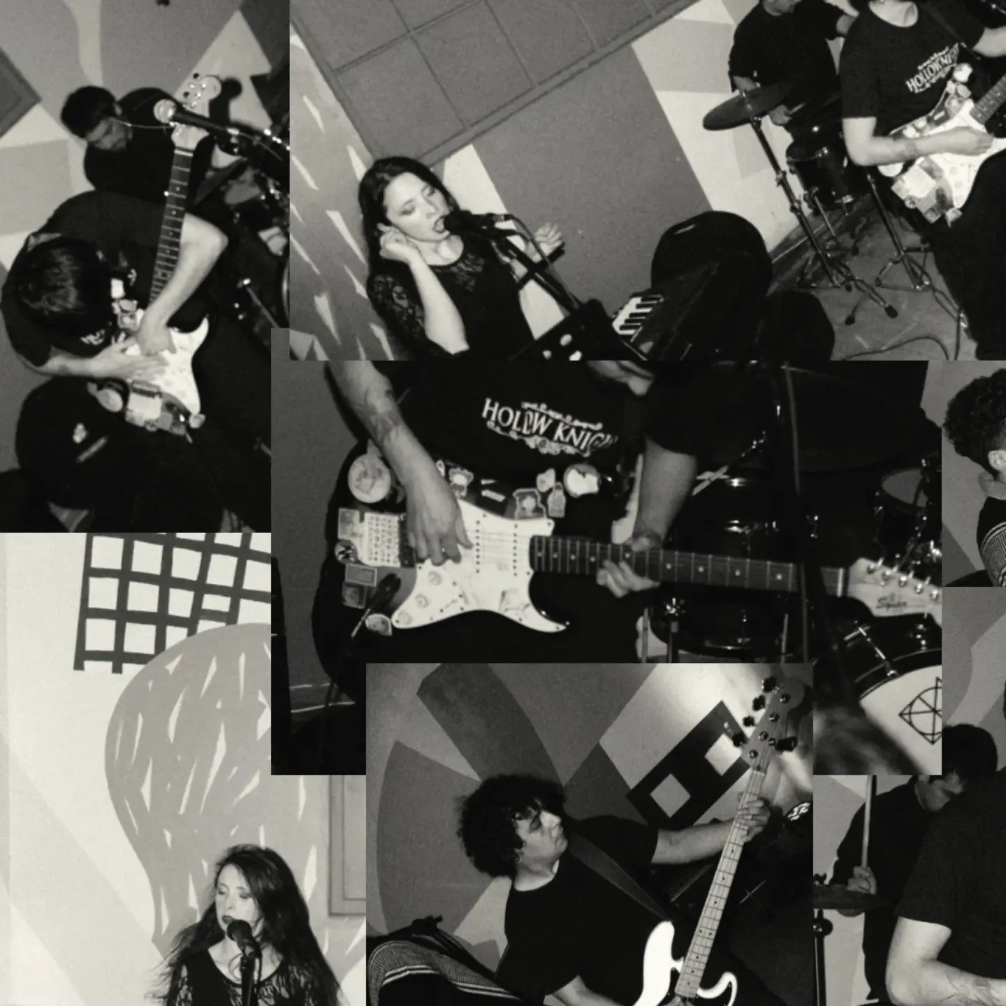 Segundo collage en blanco y negro de Phuyu y la Fantasma en vivo